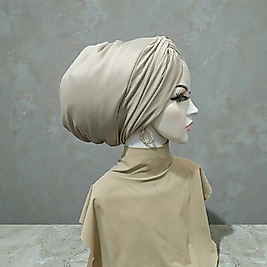 Bej düğüm dolgulu bone