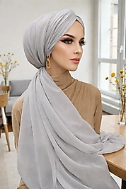 Gri düğüm bone şal