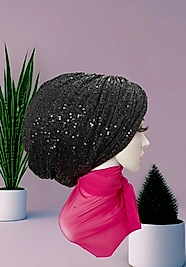 Siyah payetli abiye bone