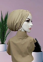 Bej dolgulu bone boyunluk takım