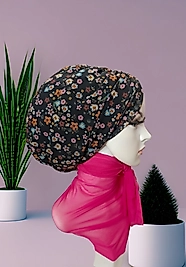 Desenli tüllü bone