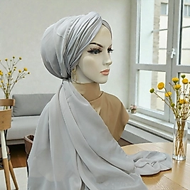 Gri düğüm bone şal