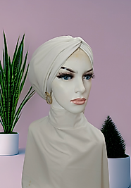 Ekru düğüm bone boyunluk takım