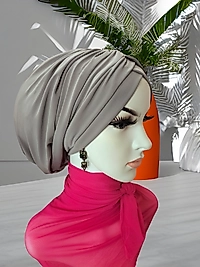 Gri çift çapraz bantlı bone