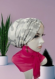 Desenli tüllü dolgulu bone