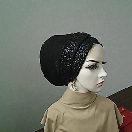 Pul payetli çapraz bantli abiye bone