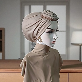 Gül detayli bone boyunluk takim