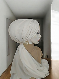 Ekru drapeli bone şal