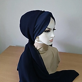 Lacivert düğüm bone şal