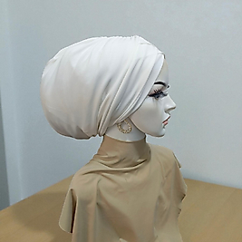 Ekru çift çapraz bantli bone