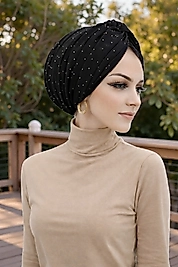 Siyah taşlı dolgulu abiye bone