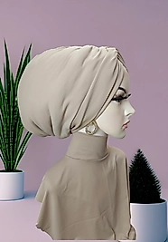 Bej düğüm dolgulu bone