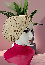 Desenli tüllü dolgulu bone