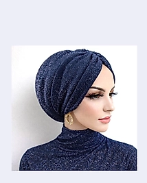 Lacivert simli dolgulu bone