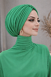 Benetton yeşili dolgulu bone