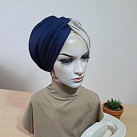 Dolgulu lacivert düğüm bone