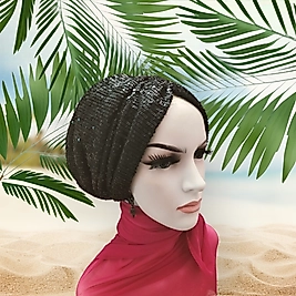 Siyah payetli dolgulu bone