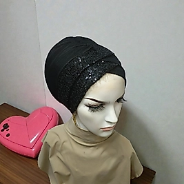 Pul payetli çapraz bantli abiye bone