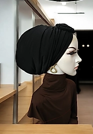 Siyah gül detaylı dolgulu bone