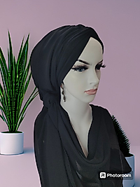 Siyah düğüm bone şal