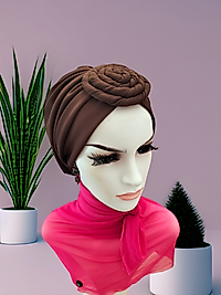 Siyah gül detaylı hazır bone