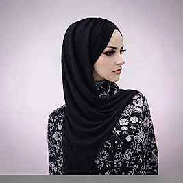 Siyah çapraz bantli bone şal