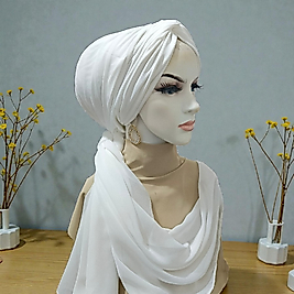 Ekru düğüm bone şal