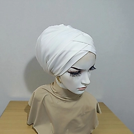 Ekru çift çapraz bantli bone