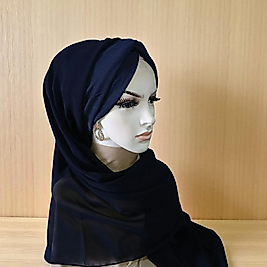 Lacivert düğüm bone şal