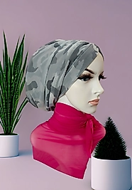 Gri kamuflaj tüllü bone