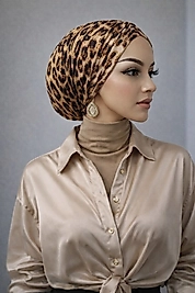 Leopar detayli dolgusuz salaş bone