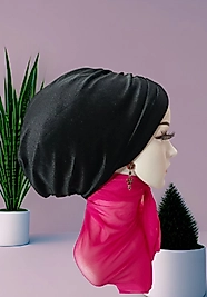 Siyah dolgusuz kadife bone