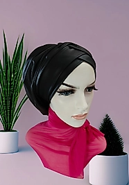 Dolgulu çapraz bantli deri bone