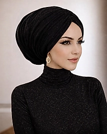 Siyah simli dolgulu abiye bone